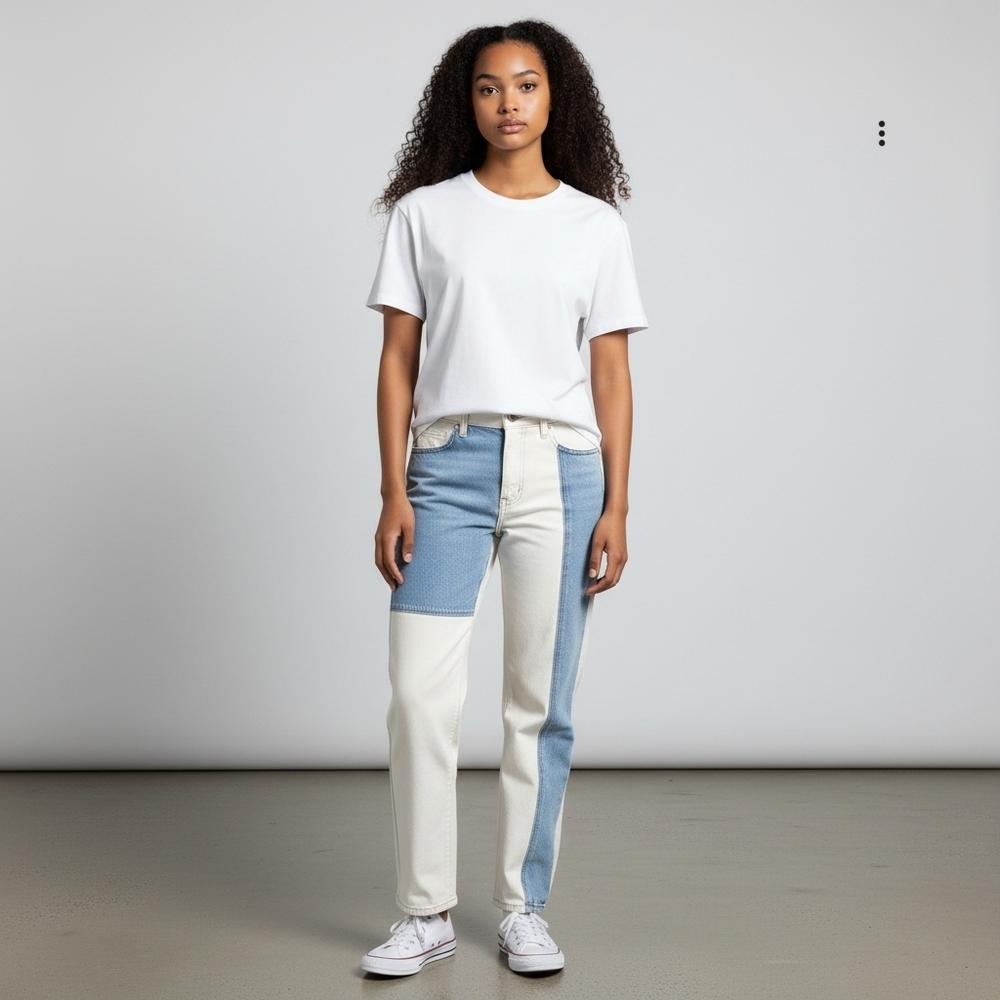 PACSUN Women's Mom Jeans‎ 100% Cotton Patch Color Blocked Mid Rise Size 25